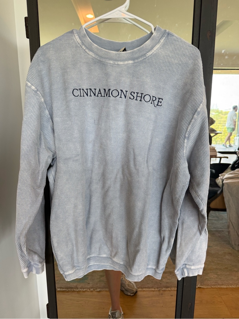 Light Blue Corded Crewneck Cinnamon Shore Sweatshirt